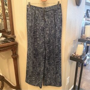 BCBG MAXAZRIA Women Blue White Patterned Wide-Leg Pants Size Small